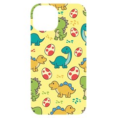 Seamless Pattern With Cute Dinosaurs Character Iphone 14 Black Uv Print Case by pakminggu