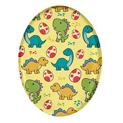 Seamless Pattern With Cute Dinosaurs Character Oval Glass Fridge Magnet (4 Pack)