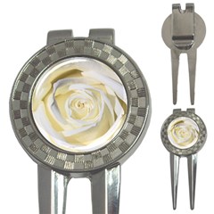 White Roses Flowers Plant Romance Blossom Bloom Nature Flora Petals 3-in-1 Golf Divots by pakminggu