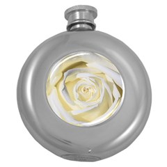 White Roses Flowers Plant Romance Blossom Bloom Nature Flora Petals Round Hip Flask (5 Oz) by pakminggu