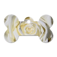 White Roses Flowers Plant Romance Blossom Bloom Nature Flora Petals Dog Tag Bone (two Sides) by pakminggu