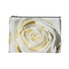 White Roses Flowers Plant Romance Blossom Bloom Nature Flora Petals Cosmetic Bag (large)