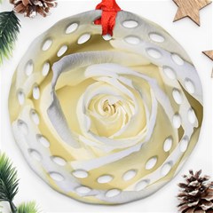 White Roses Flowers Plant Romance Blossom Bloom Nature Flora Petals Round Filigree Ornament (two Sides) by pakminggu