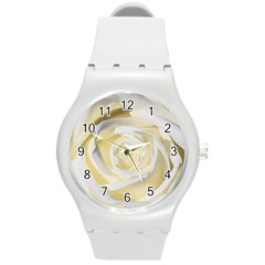 White Roses Flowers Plant Romance Blossom Bloom Nature Flora Petals Round Plastic Sport Watch (m) by pakminggu