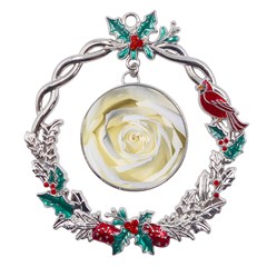 White Roses Flowers Plant Romance Blossom Bloom Nature Flora Petals Metal X mas Wreath Holly Leaf Ornament by pakminggu