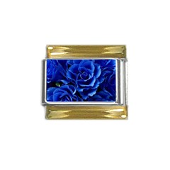 Blue Roses Flowers Plant Romance Blossom Bloom Nature Flora Petals Gold Trim Italian Charm (9mm) by pakminggu