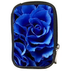 Blue Roses Flowers Plant Romance Blossom Bloom Nature Flora Petals Compact Camera Leather Case by pakminggu