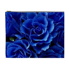 Blue Roses Flowers Plant Romance Blossom Bloom Nature Flora Petals Cosmetic Bag (xl) by pakminggu