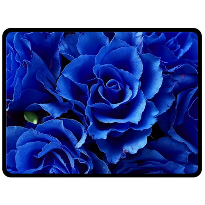 Blue Roses Flowers Plant Romance Blossom Bloom Nature Flora Petals Fleece Blanket (Large)