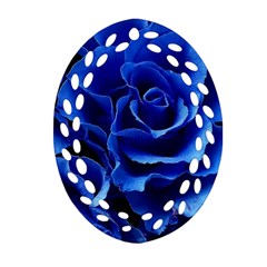 Blue Roses Flowers Plant Romance Blossom Bloom Nature Flora Petals Oval Filigree Ornament (two Sides) by pakminggu