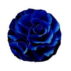 Blue Roses Flowers Plant Romance Blossom Bloom Nature Flora Petals Standard 15  Premium Round Cushions by pakminggu