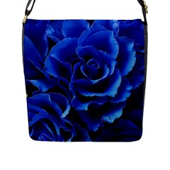 Blue Roses Flowers Plant Romance Blossom Bloom Nature Flora Petals Flap Closure Messenger Bag (l) by pakminggu