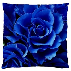 Blue Roses Flowers Plant Romance Blossom Bloom Nature Flora Petals Large Premium Plush Fleece Cushion Case (one Side) by pakminggu