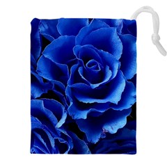 Blue Roses Flowers Plant Romance Blossom Bloom Nature Flora Petals Drawstring Pouch (5xl) by pakminggu