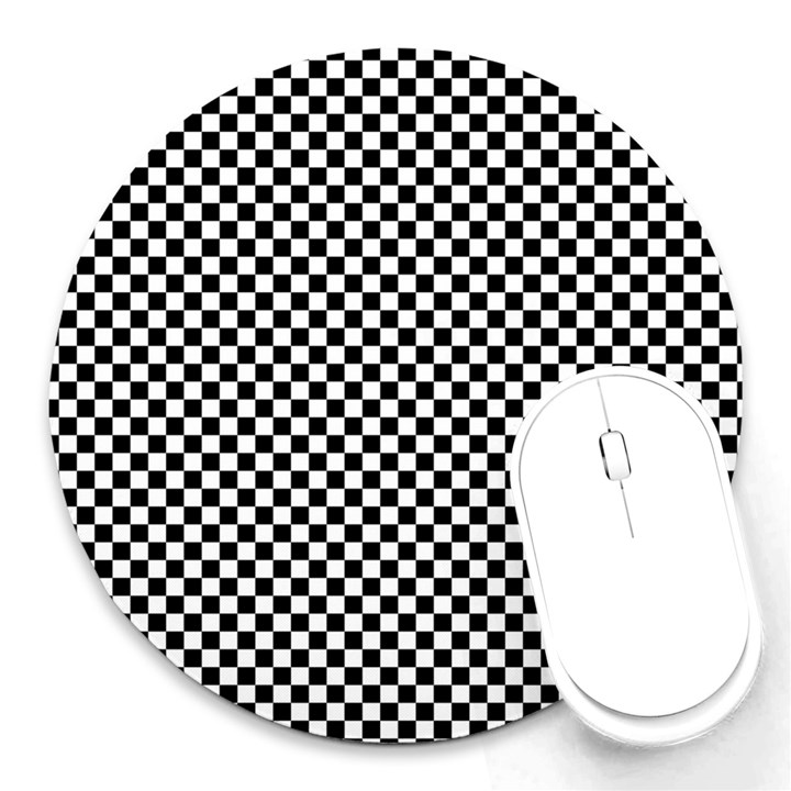 Black And White Checkerboard Background Board Checker Round Mousepad