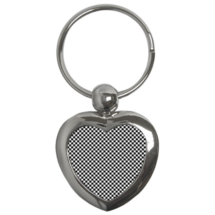 Black And White Checkerboard Background Board Checker Key Chain (Heart)