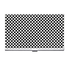 Black And White Checkerboard Background Board Checker Business Card Holder by pakminggu