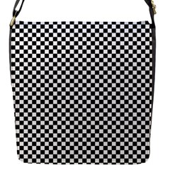 Black And White Checkerboard Background Board Checker Flap Closure Messenger Bag (s) by pakminggu