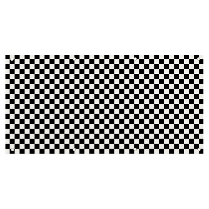 Black And White Checkerboard Background Board Checker Banner and Sign 8  x 4 