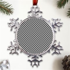 Black And White Checkerboard Background Board Checker Metal Large Snowflake Ornament by pakminggu