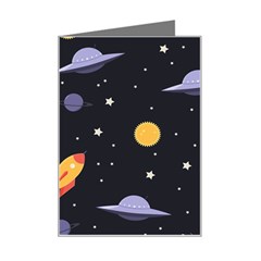 Cosmos Rockets Spaceships Ufos Mini Greeting Card by pakminggu