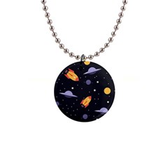 Cosmos Rockets Spaceships Ufos 1  Button Necklace by pakminggu