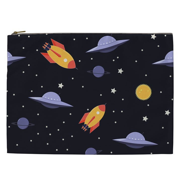 Cosmos Rockets Spaceships Ufos Cosmetic Bag (XXL)