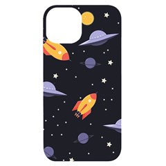 Cosmos Rockets Spaceships Ufos Iphone 14 Black Uv Print Case by pakminggu