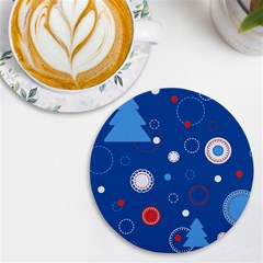 Christmas Pattern Tree Design Uv Print Round Tile Coaster by pakminggu