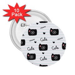 Cute Cameras Doodles Hand Drawn 2 25  Buttons (10 Pack)  by pakminggu