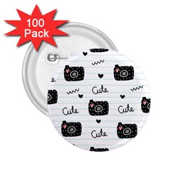 Cute Cameras Doodles Hand Drawn 2 25  Buttons (100 Pack) 