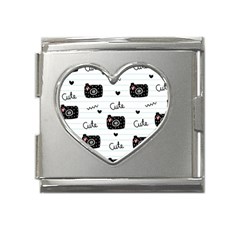 Cute Cameras Doodles Hand Drawn Mega Link Heart Italian Charm (18mm) by pakminggu