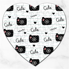 Cute Cameras Doodles Hand Drawn Jigsaw Puzzle (heart) by pakminggu