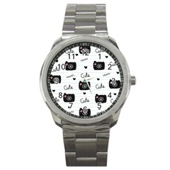 Cute Cameras Doodles Hand Drawn Sport Metal Watch by pakminggu