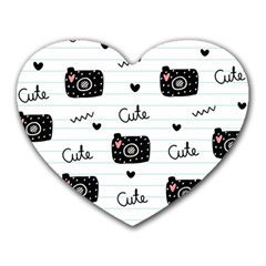 Cute Cameras Doodles Hand Drawn Heart Mousepad by pakminggu