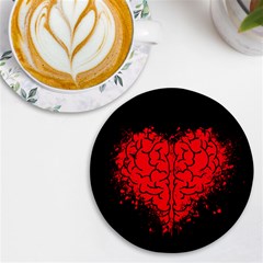 Heart Brain Mind Psychology Doubt Uv Print Round Tile Coaster by pakminggu