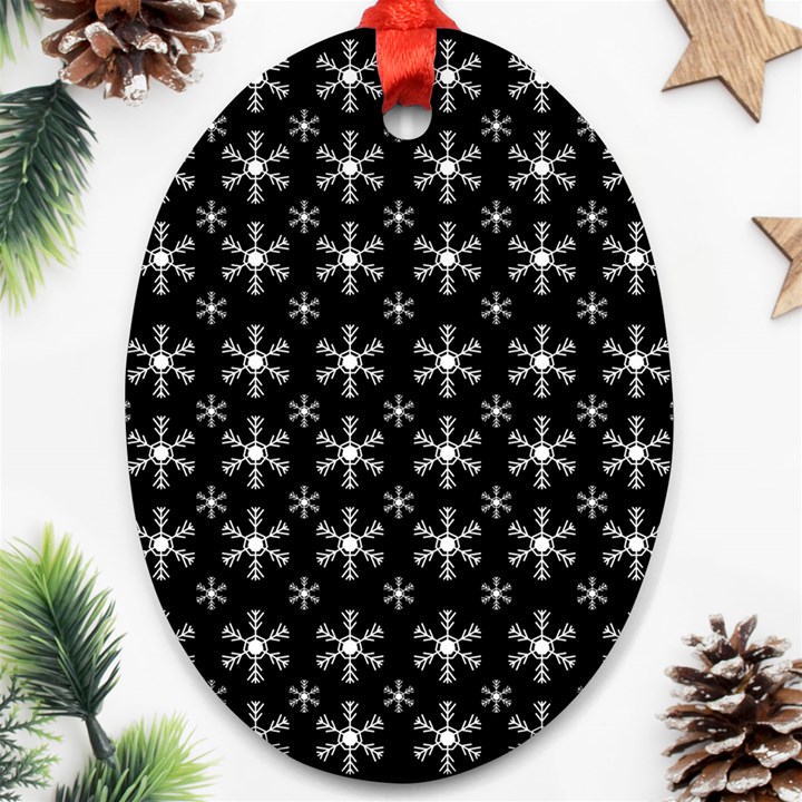 Snowflakes Background Pattern Ornament (Oval)