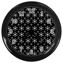 Snowflakes Background Pattern Wall Clock (Black)