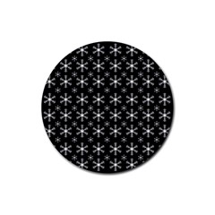 Snowflakes Background Pattern Rubber Round Coaster (4 pack)