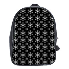 Snowflakes Background Pattern School Bag (Large)