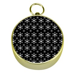 Snowflakes Background Pattern Gold Compasses