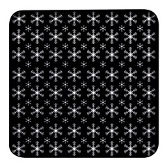 Snowflakes Background Pattern Square Glass Fridge Magnet (4 pack)