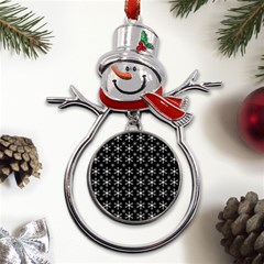 Snowflakes Background Pattern Metal Snowman Ornament