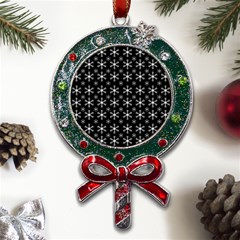 Snowflakes Background Pattern Metal X Mas Lollipop with Crystal Ornament