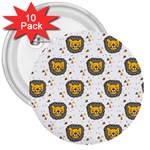 Lion Heads Pattern Design Doodle 3  Buttons (10 pack)  Front