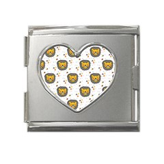 Lion Heads Pattern Design Doodle Mega Link Heart Italian Charm (18mm) by pakminggu