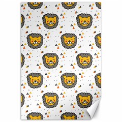 Lion Heads Pattern Design Doodle Canvas 12  X 18  by pakminggu