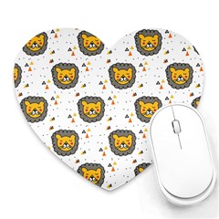 Lion Heads Pattern Design Doodle Heart Mousepad by pakminggu