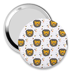 Lion Heads Pattern Design Doodle 3  Handbag Mirrors by pakminggu