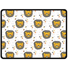 Lion Heads Pattern Design Doodle Two Sides Fleece Blanket (large) by pakminggu